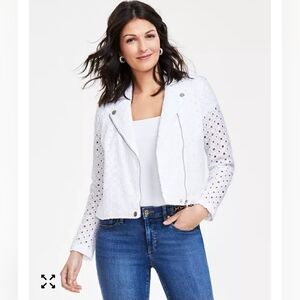 I.N.C. International Concepts NEW Cotton Eyelet Moto Jacket Macy's Exclusive Med